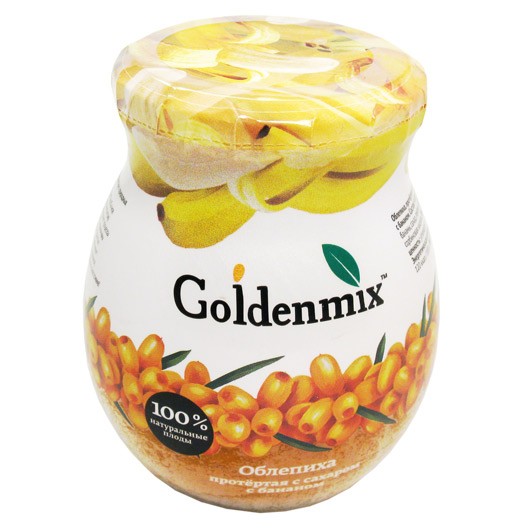 Goldenmix 100% Natural Pureed Sea Buckthorn with Sugar and Bananas, 9.52oz (270g)