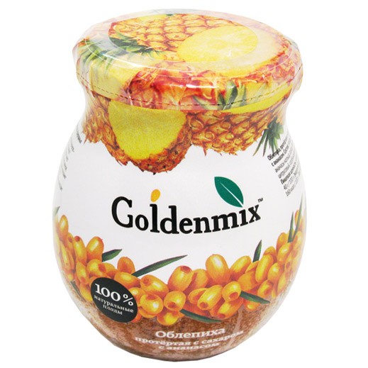 Goldenmix 100% Natural Pureed Sea Buckthorn with Sugar and Pineapple, 9.52oz (270g)